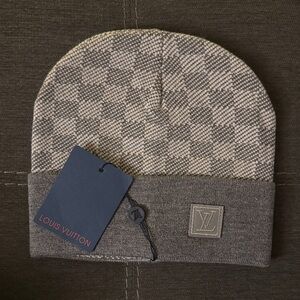 Louis Vuitton Gray Checkered Knit Hat